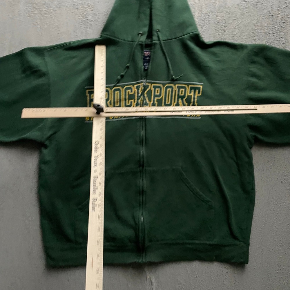 Vintage Brockport SUNY Full Zip Hoodie Mens XL Green 90s Jansport New York - Picture 5 of 8